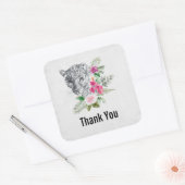 Mooie leopard Head-portret Dank u Vierkante Sticker (Envelop)