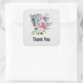 Mooie leopard Head-portret Dank u Vierkante Sticker (Tas)