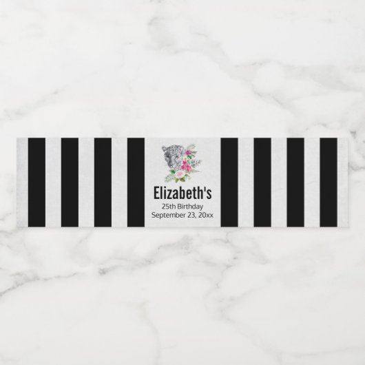 Mooie Leopard-kop in Waterverf, zaterdag Waterfles Etiket (Enkel label)