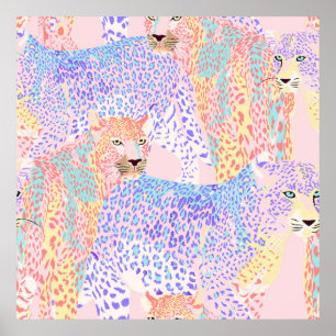 Mooie Leopard Seamless Pattern illustratie Ar Poster