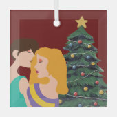 Mooie lesbische paarse kerstboom rood glas ornament (Voorkant)