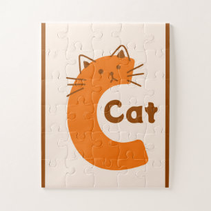 Mooie Letter "C" Kat Alfabet Kunstprint Legpuzzel
