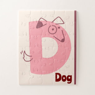 Mooie letter "D" hond alfabet kunstprint Legpuzzel