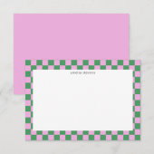 Mooie Leuke Checkerboard Roze Groen Geometrische N Bedankkaart (Voorkant / Achterkant)
