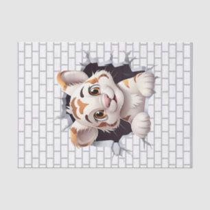 Mooie Leuke Tijgerwelp Die Uitkijkt Decoupage Fees Tissuepapier