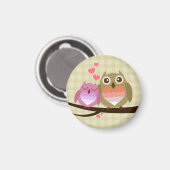 Mooie Leuke Uil Paar Vol Liefde Hart Magneet (Voorkant / Achterkant)