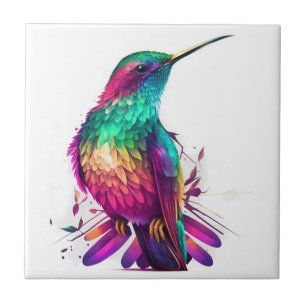 Mooie Levendige Aquarel Kolibrie Print Tegeltje
