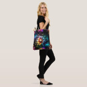 Mooie levendige bloemen Canvas tas (Op model)