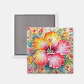 Mooie levendige LIVE PONO hibiscus bloem ontwerp Magneet (Voorkant / Achterkant)