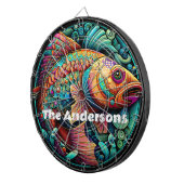 Mooie levendige vis dartbord (Voorkant Rechts)