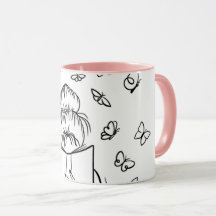 Mooie lezer roze koffiemok