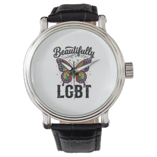 Mooie LGBT Vlinder Vintage Pride T-shirt_1 Horloge