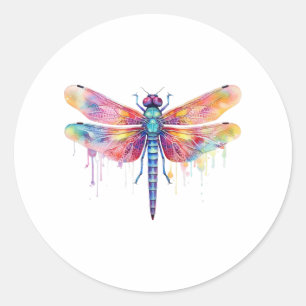 Mooie libel kus hemel insectenliefhebber ronde sticker