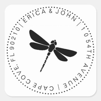 Mooie Libel Retouradres | Op Maat Vierkante Sticker