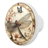 Mooie libel roze bloemen vlinder keramische knop (Rechts)