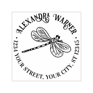 Mooie Libel Silhouet #3 Naam Retouradres Zelfinktende Stempel