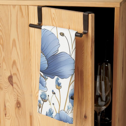 Mooie lichtblauwe bloem theedoek (Derde Gevouwen)