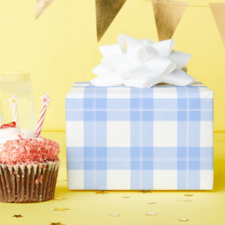 Mooie lichtblauwe geruite eenvoudige klassieker  cadeaupapier