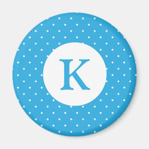 Mooie lichtblauwe stippenpatroon monogram magneet