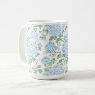 Mooie Lichtblauwe Witte Bloemen Koffiemok