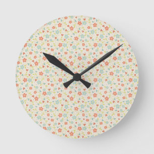 Mooie lichte pastel lente bloemen ronde klok