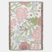 Mooie Lichte Roze en Groene Bloemen Deken (Voorkant Verticaal)