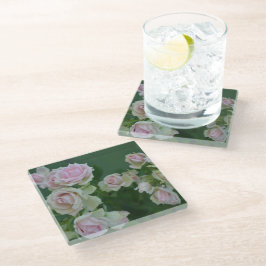 Mooie lichte roze rozen glazen onderzetter