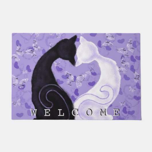 Mooie Liefde Deurmat Kat Paar - Welkom (Voorkant)