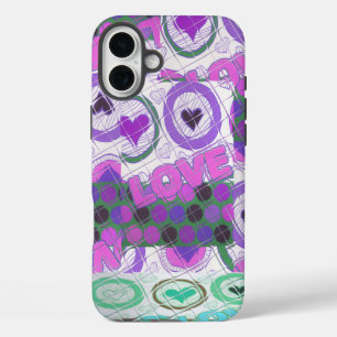 Mooie liefde hart motief art print iPhone 16 plus hoesje