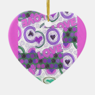 Mooie liefde hart motief art print keramisch ornament