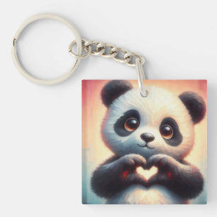 Mooie liefde hart panda sleutelhanger