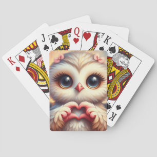 Mooie liefde hart uil pokerkaarten