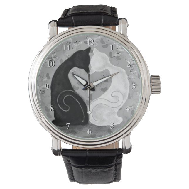 Mooie Liefde Kat Paar Horloge Gift (Voorkant)