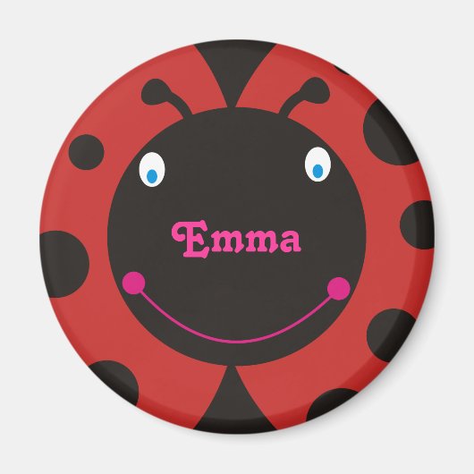 Mooie lieveheersbeestje gepersonaliseerde naam koe magneet (Voorkant)