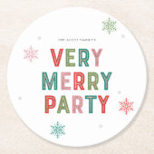 Mooie lijnen Merry Bright Holiday Party Onderzette Ronde Kartonnen Onderzetter (Voorkant)