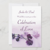 Mooie Lila En Paarse Bloemen Trouw Uitnodiging (Voorkant)