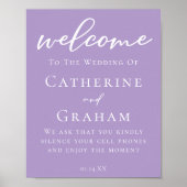 Mooie Lila Paarse witte gepersonaliseerde bruiloft Poster (Voorkant)