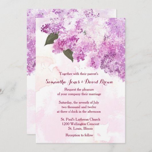 Mooie Lilacs Custom bruiloft uitnodiging (Voorkant / Achterkant)
