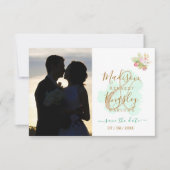 Mooie Limoengroene 💚 Botanische Boho Bruiloft Save The Date (Voorkant)