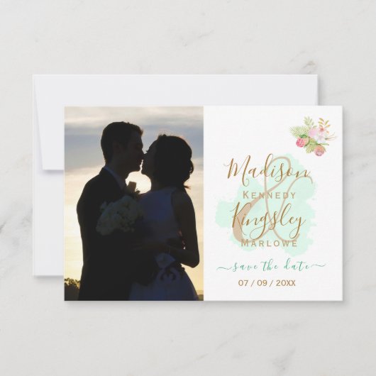 Mooie Limoengroene 💚 Botanische Boho Bruiloft Save The Date (Voorkant)