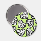 Mooie limoengroene zwart witte zebra patroon hart magneet (Voorkant / Achterkant)