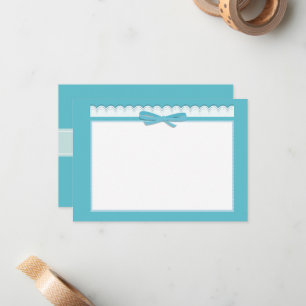 Mooie lint & Pastel turquoise kantoorartikelen ca Notitiekaartje