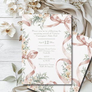 Mooie linten & Bloemen Baby shower Kaart