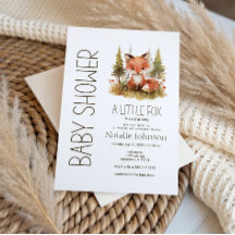 Mooie Little Fox Plaid Babyshower Uitnodiging