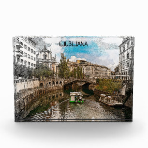 Mooie  Ljubljana Slovenië Panorama Uitzicht Fotoblokken