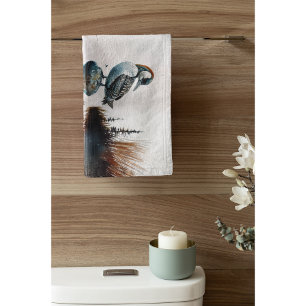 Mooie Loon op een rots in waterverf Bad Handdoek