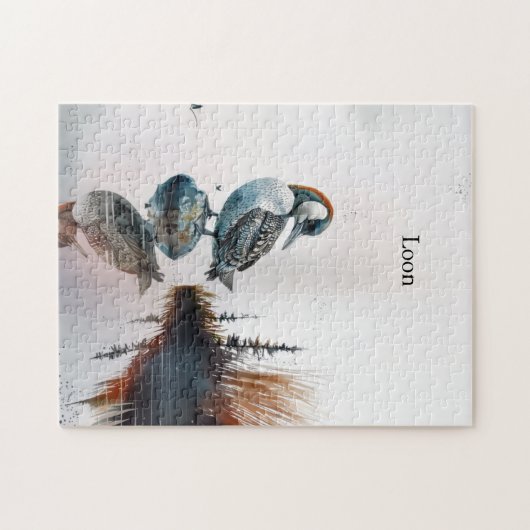 Mooie Loon op een rots in waterverf Legpuzzel (Horizontaal)