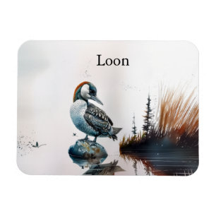 Mooie Loon op een rots in waterverf Magneet