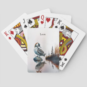 Mooie Loon op een rots in waterverf Pokerkaarten