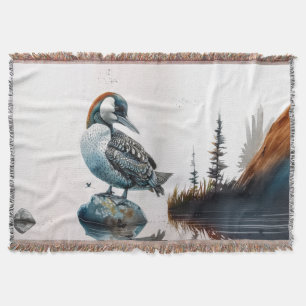 Mooie Loon op water in waterverf Deken